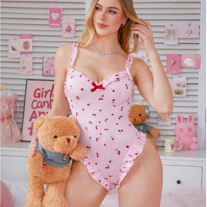 Cherry Sweetheart Ruffle Bodysuit